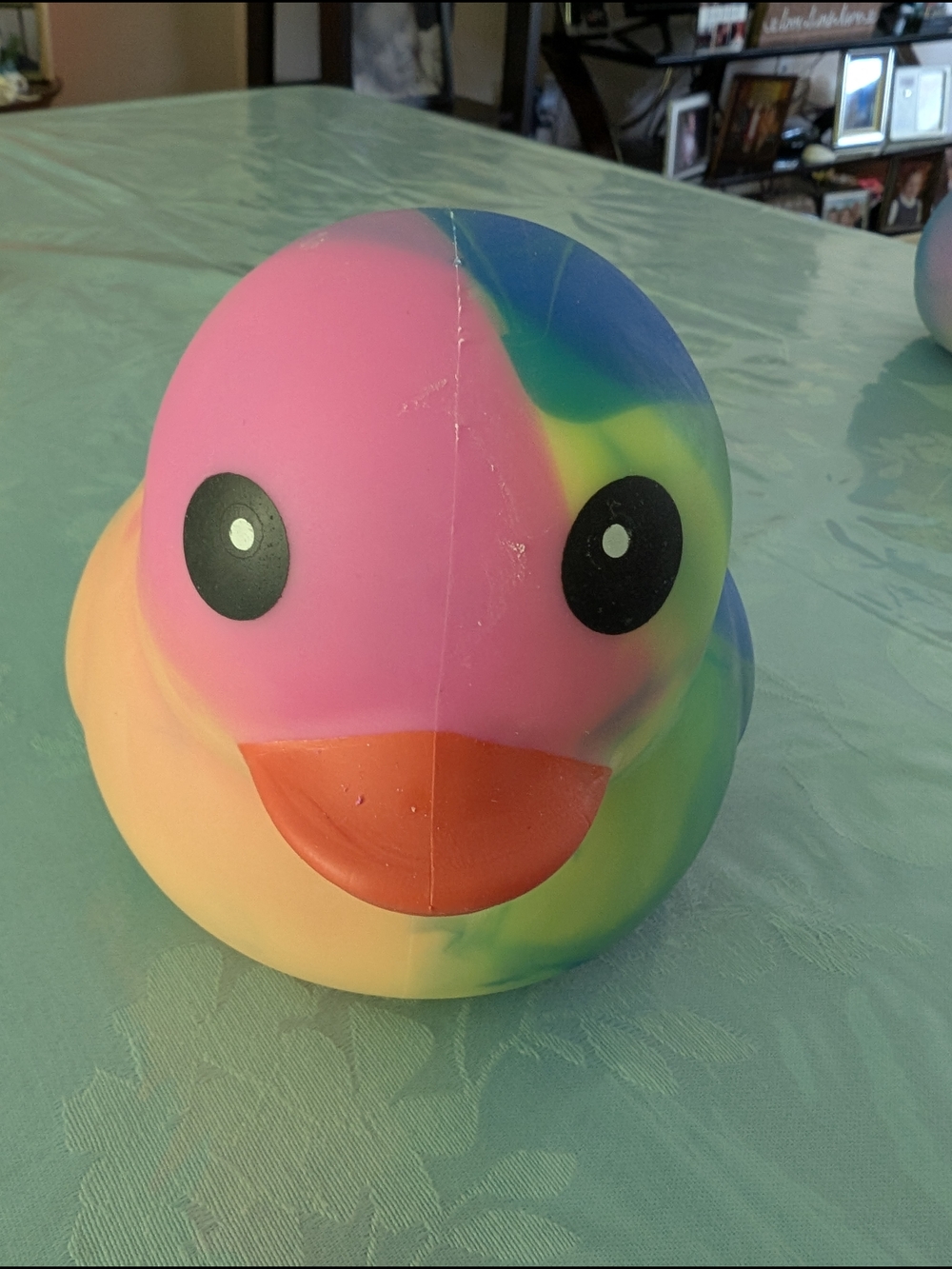 SQUEEZEY SUNY DAYS JUMBO TYE DYE PINK, YELLOW & BLUE SQUISHY DUCK